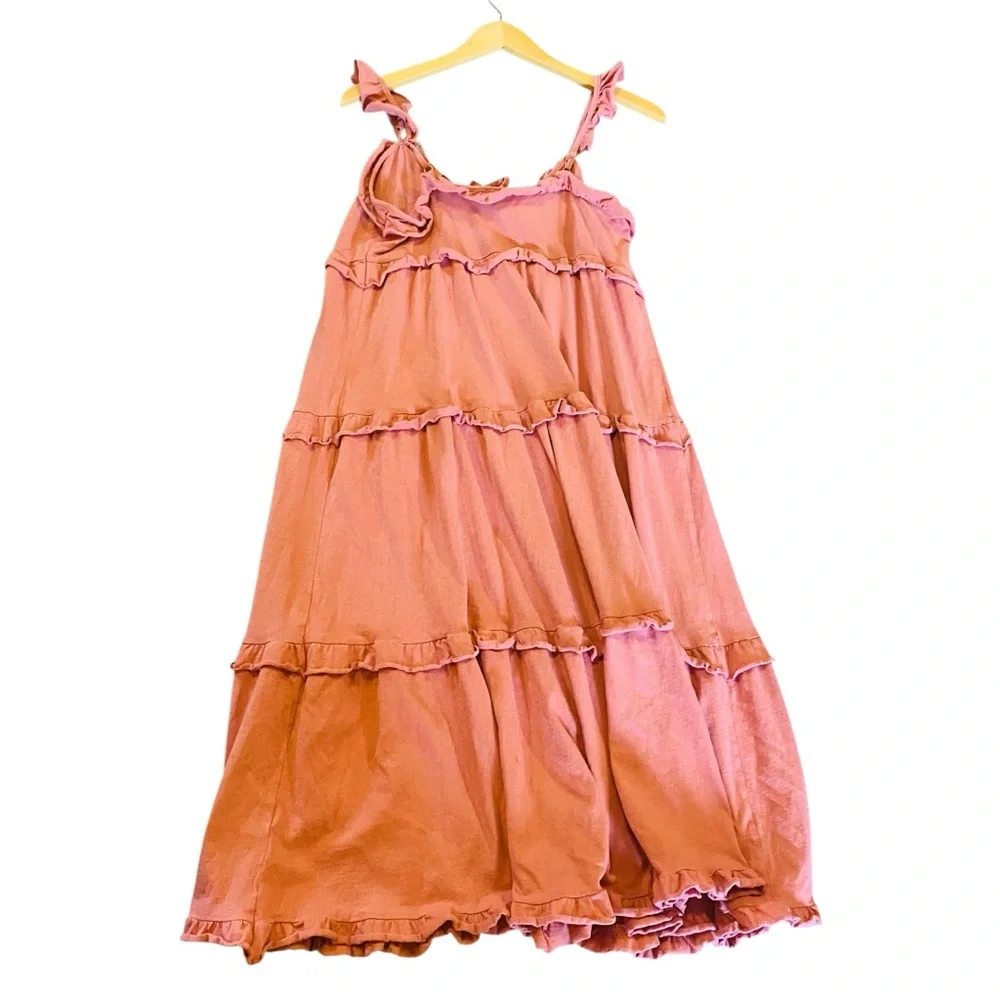 J. Crew Tiered Knit Blokette Midi Keyhole Dress Dusty Rose Cottagecore